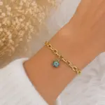 Gold Renk Mavi Taşlı Yıldız Figürlü Zincir Bileklik