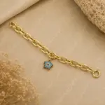 Gold Renk Mavi Taşlı Yıldız Figürlü Zincir Bileklik - Görsel 3