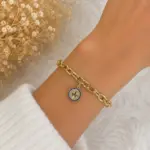 Gold Renk Mavi Taşlı Kutup Yıldızı Figürlü Zincir Bileklik