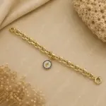 Gold Renk Mavi Taşlı Kutup Yıldızı Figürlü Zincir Bileklik - Görsel 3