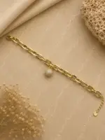 Gold Renk Taşlı Top Figürlü Zincir Bileklik - Görsel 3