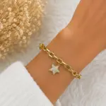 Gold Renk Taşlı Yıldız Figürlü Zincir Bileklik