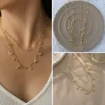 Gold Renk Çoklu Zincir Ay ve Yıldız Figürlü Kolye - Görsel 4