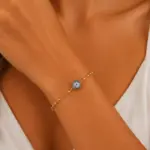 Taşlı Nazar Boncuklu Gold Renk Dorika Bileklik