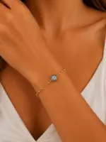 Taşlı Nazar Boncuklu Gold Renk Dorika Bileklik