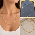 Gold Top Detaylı İnce Zincir Kolye