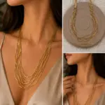 Gold Çoklu Zincir Katmanlı Kolye