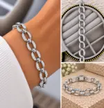 Taş Detaylı Oval Zincir Bileklik
