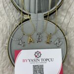 Gold Harfli Kolye