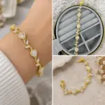 Gold Kalp Taşlı Dal Bileklik