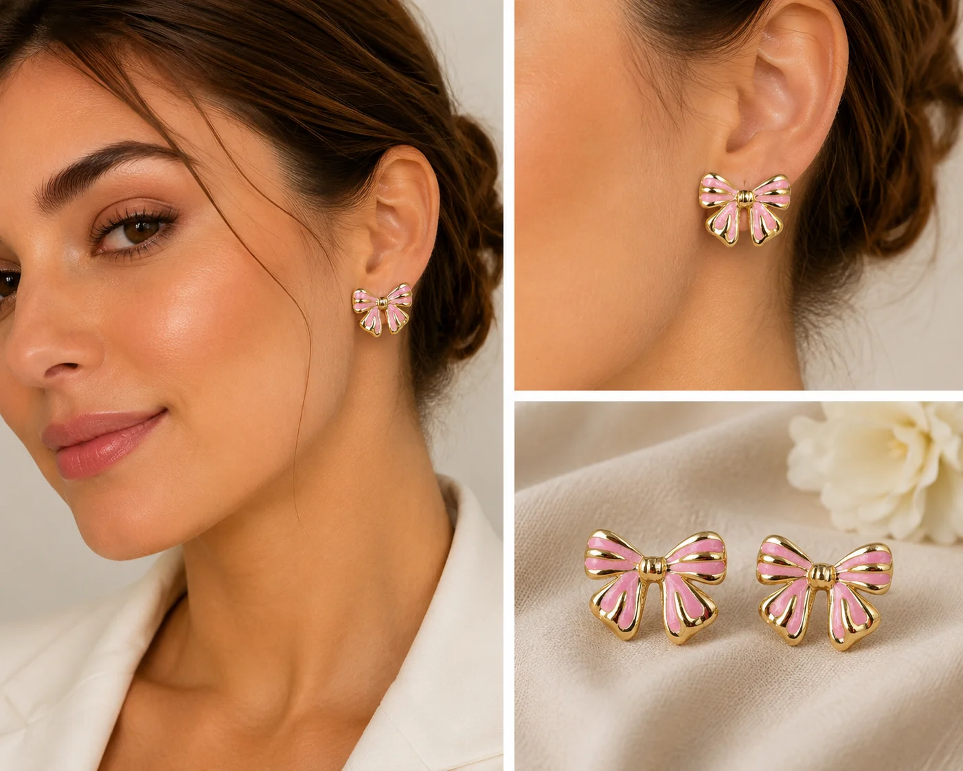 e0e60e28-0770-4144-b48e-4ff8c3315446.webp Pembe Gold Detaylı Fiyonk Küpe - Görsel 1