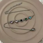 Renkli Taşlı Çelik Halhal