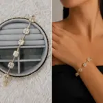 VIP Kare Taş Detaylı Gold Bileklik