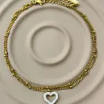 Çelik Gold Çift Katlı Taşlı Kalp Halhal