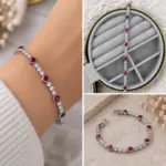 Fuşya Taşlı Su Yolu Bileklik