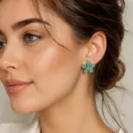 Turkuaz Çiçek Model Küpe - Görsel 2