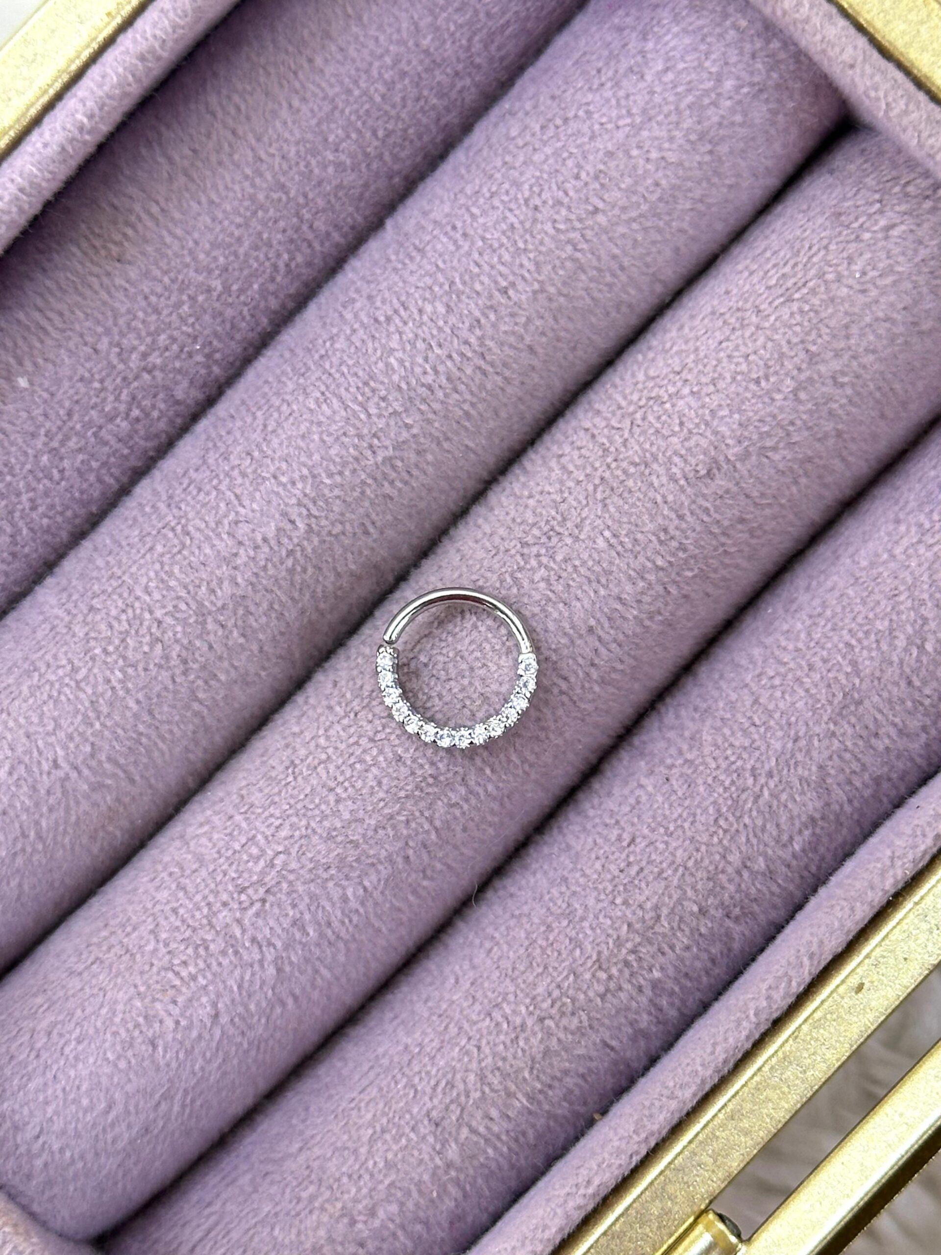 f85981af-4852-447d-98aa-d5dd1f6704bf.jpg Pavé Yarım Halka – Clicker/Segment Piercing (Çelik) - Görsel 1