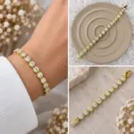 Gold Sıralı Yuvarlak Taşlı Bileklik