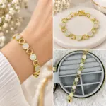 Gold Taşlı Halka Detaylı Bileklik