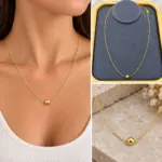 Gold Tek Top Detaylı İnce Kolye