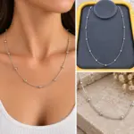 Silver Top Detaylı İnce Zincir Kolye