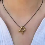 Çelik Gold R Harf Kolye 45cm