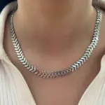 Çelik Gümüş Balık Sırtı Zincir Kolye