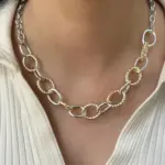 İkili Doku Halka Çelik Kolye