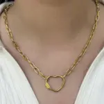 Kalp Halka Kilitli Zincir Çelik Kolye