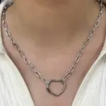 Çelik silver kalpli kolye
