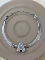 Çelik Silver A Harf Bileklik - Görsel 2