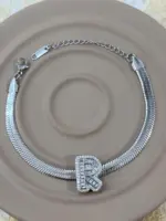 Çelik Silver R Harf Bileklik - Görsel 2