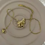 Çelik Gold Renkli İnce Zincirli Fiyonk Detaylı Halhal
