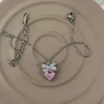 Çelik Pembe Taşlı Kurdele Detaylı Zincir Halhal