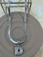 Çelik Silver D Harf Kolye 45cm - Görsel 2