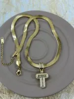 Çelik Gold T Harf Kolye 45cm - Görsel 2