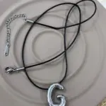 Çelik Silver G Harf Kolye 45cm