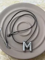 Çelik Silver M Harf Kolye 45cm - Görsel 2