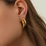 Kruvasan Formlu Mini Huggie Çelik Küpe (Çift)