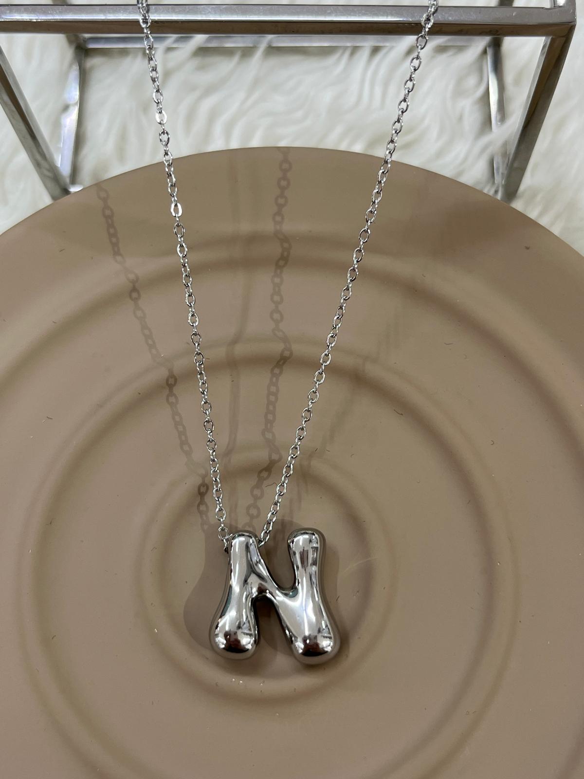 whatsapp-image-2024-10-05-at-17-13.jpg Çelik Silver N Harf Kolye 45cm - Görsel 1