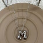 Çelik Silver M Harf Kolye 45cm