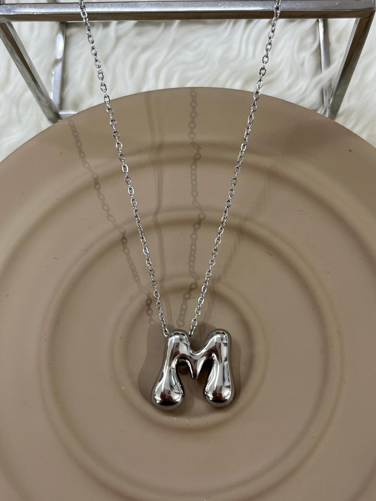 whatsapp-image-2024-10-05-at-17-14.jpg Çelik Silver M Harf Kolye 45cm - Görsel 1