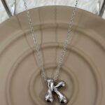 Çelik Silver K Harf Kolye 45cm