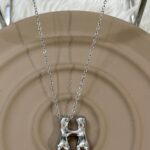 Çelik Silver H Harf Kolye 45cm