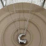Çelik Silver C Harf Kolye 45cm