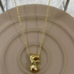 Çelik Gold F Harf Kolye 45cm