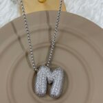 Çelik Silver M Harf Kolye 60cm