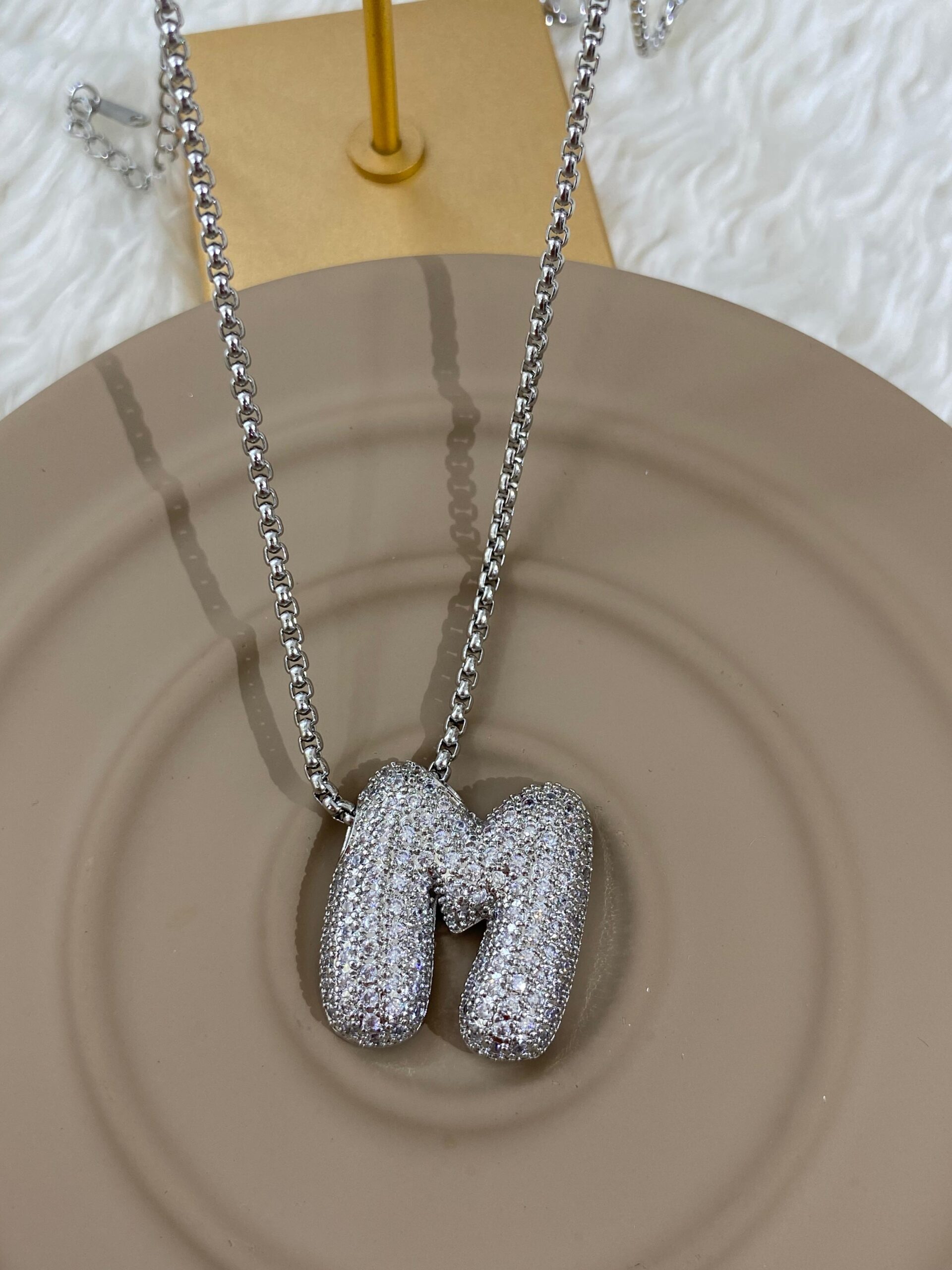 whatsapp-image-2024-10-18-at-12-1.jpg Çelik Silver M Harf Kolye 60cm - Görsel 1