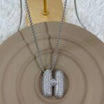 Çelik Silver H Harf Kolye 60cm