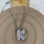 Çelik Silver K Harf Kolye 60cm